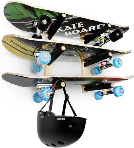 Estante de almacenamiento para patineta, soporte de esquí y snowboard, estante flotante de montaje en pared, organizador de monopatín