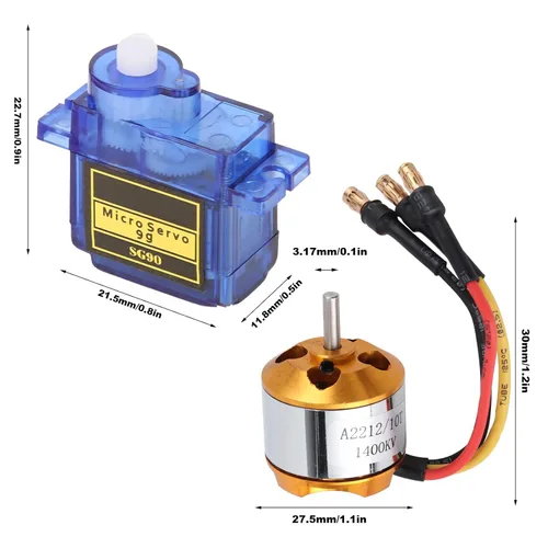 Miniatura 7 de VGEBY Helicóptero RC conjunto de ala fija, 2212 1400KV motor+8060 hélice+9G servo+30A ESC Kit para helicóptero de control remoto 8060 Prop Esc Motor