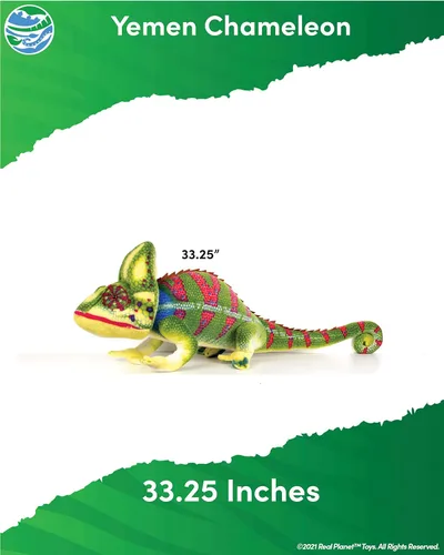Miniatura 3 de Real Planet Animal de peluche camaleón africano de 33.25 pulgadas, juguete realista de camaleón azul para niños, más de 2 pies de peluche súper