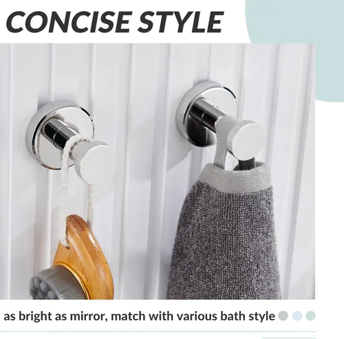 Miniatura 7 de APLusee Paquete de 2 ganchos para toallas de baño cromados pulidos, ganchos redondos para batas de acero inoxidable 304 para baño, cocina, garaje