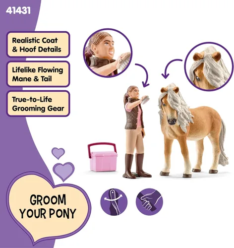 Miniatura 2 de Schleich Horse Club Horse Toy para niñas y niños a partir de 5 años, novio con pony islandés