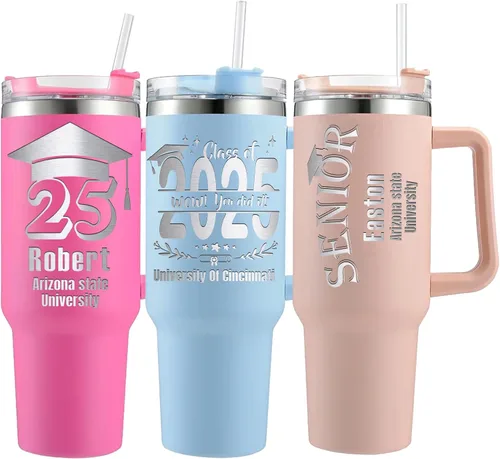 Miniatura 9 de Vaso personalizado – Grabado con láser con nombre, vaso delgado de acero inoxidable personalizado de 20 onzas con tapas y pajitas 19 colores y 16
