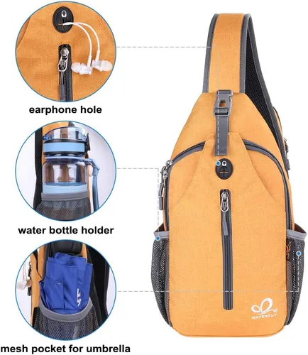 Miniatura 64 de WATERFLY Bolsa pequeña de senderismo: mochila cruzada para el pecho, mochila para hombres y mujeres con correa de hombro agradable a la piel