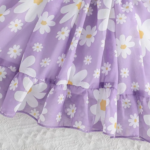Miniatura 6 de Vestido de verano para niñas pequeñas, vestido de princesa de gasa, vestido de tutú floral, ropa de playa con tirantes, falda de verano para niña