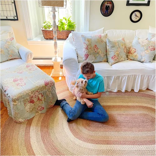 Miniatura 102 de Homespice Alfombras de Área Ovaladas Trenzadas de Yute Denim Azul de 8x10 pies para Sala de Estar, Dormitorio y Comedor. Apto para Mascotas. Estilos