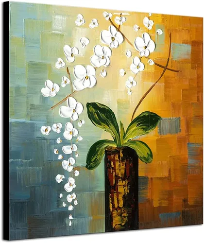 Miniatura 8 de Pintura 100% hecha a mano "Beauty of Life" de Wieco Art, para decoración de paredes, pintura al óleo sobre, diseño floral Galería envuelta