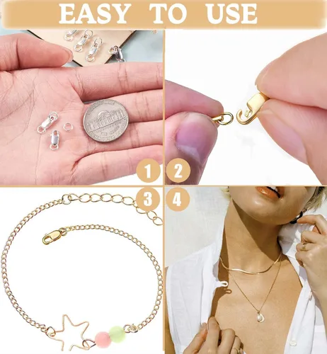 Miniatura 5 de Dailyacc Cierres de pinza de langosta para hacer joyas, oro y plata con anillos de salto, cierres seguros para collares, pulseras, manualidades