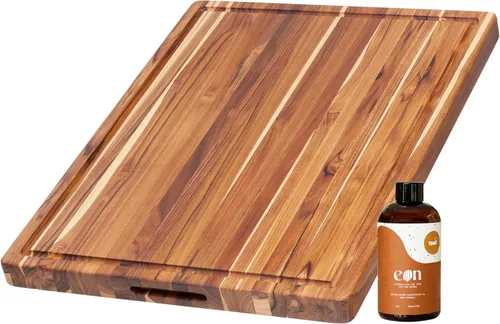 Miniatura 16 de Teak tabla para cortar rectangular con agarre y ranura para líquidos (24 x 18 x 1.5 pulgadas) - De Teakhaus. Solo tabla de cortar