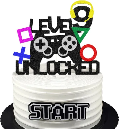 Miniatura 5 de Suministros para fiestas de videojuegos, controlador de juegos, 10 decoraciones de decoración de pasteles para decoración de fiesta de videojuegos