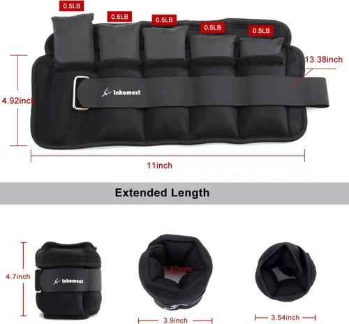 Miniatura 2 de Pesas de tobillo ajustables de 1-5/10/12 libras, pesas para piernas para hombres y mujeres, pesas de muñeca y tobillo para terapia física, yoga