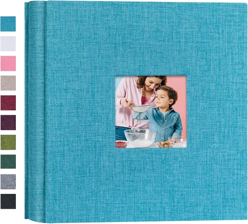 Miniatura 23 de Mublalbum Álbum de Fotos Pequeño 4x6 200 Fotos Cubierta de Lino Libro de Imágenes con Bolsillos Horizontales para Boda Familia Aniversario y Bebé