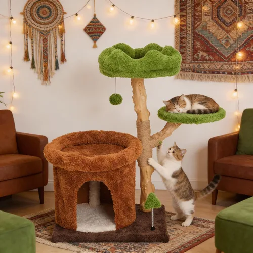 Miniatura 15 de Torre de árbol para gatos de varios niveles de 73 pulgadas para gatos grandes con postes rascadores, condominios, percha, hamacas y juguetes