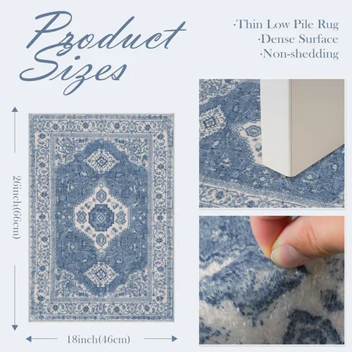 Miniatura 2 de Seavish Alfombra de baño bohemia, vintage, envejecida, absorbente, pequeña, antideslizante, lavable, para fregadero, ducha, tocador, suave, cómoda