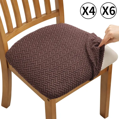 Miniatura 8 de Fuloon Fundas Elásticas para Cojines de Asiento 6 Piezas, Fundas Lavables para Asientos de Sillas, Fundas para Sillas de Comedor para Hotel