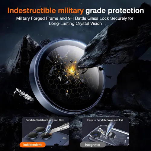 Miniatura 6 de LK Protector de lente de cámara para iPhone 17 Pro/17 Pro Max [Top 9H+ Grado Militar A Prueba de Roturas] Instalación de Un Clic, Ultra-Resistente