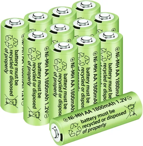 12 baterías recargables AA Ni-MH de 1.2 V 1800 mAh para micrófonos inalámbricos, juguetes eléctricos, ratones remotos, calculadoras, maquinillas de