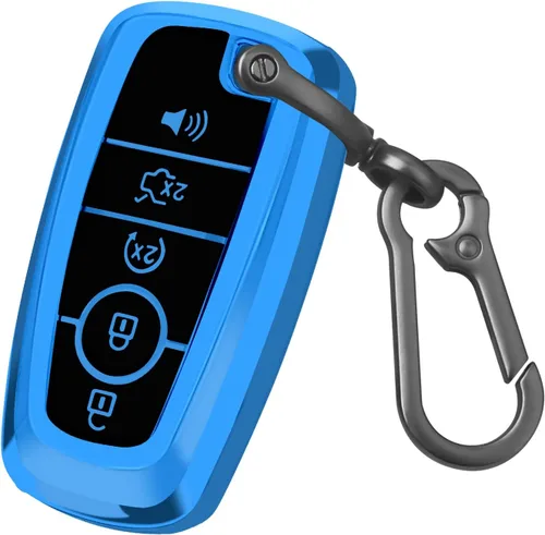 QBUC para Ford Funda para llavero con llavero, Funda de TPU suave para llave de coche Compatible con Ford Fusion F150 F250 F350 F450 F550 Edge