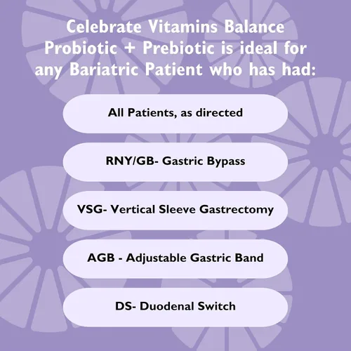 Miniatura 6 de Celebrate Vitamins Balance Probiotic + Prebiotic - Suplemento diario post cirugía bariátrica para mujeres y hombres, 28.5 mil millones de UFC, apoya