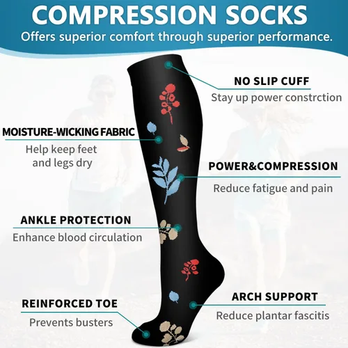 Miniatura 30 de 6 Pack Copper Compression Socks for Women and Men Circulation-Best Support for Medical, Running,Nursing,Athletic