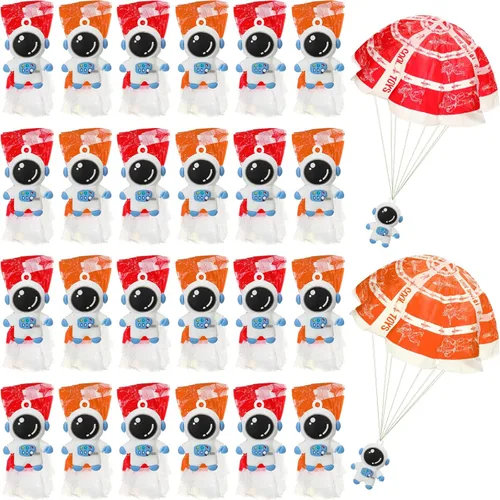 Jerify Juego de 48 mini paracaidistas astronautas con paracaídas de juguete para niños a granel, regalos de fiesta de astronautas espaciales, cesta