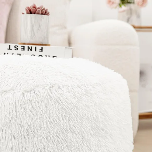 Miniatura 9 de Asuprui Puf Otomano Sin Relleno Reposapiés Otomano 20x12 Pulgadas Puf de Piso Redondo Piso Silla Bean Bag Sin Relleno Reposapiés con Almacenamiento