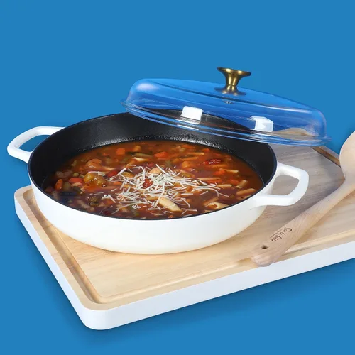Miniatura 4 de Sur La Table Kitchen Essentials Sartén Braseadora de Hierro Fundido Esmaltado de 3.75 Cuartos Todo en Uno Multiusos No Tóxico Antiadherente con Tapa