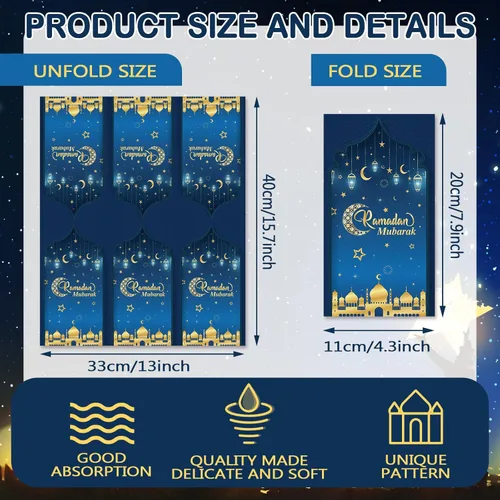 Miniatura 3 de Yeaqee 100 servilletas Eid Mubarak Ramadán desechables de papel mexicano para fiesta de Cinco de Mayo, suministros de fiesta, taco, fiesta