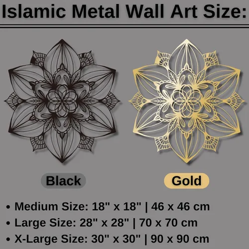 Miniatura 4 de Decoración de pared de mandala 3D, arte de pared de loto, arte de pared de mandala de metal, decoración de pared de flor de loto, arte de pared Negro