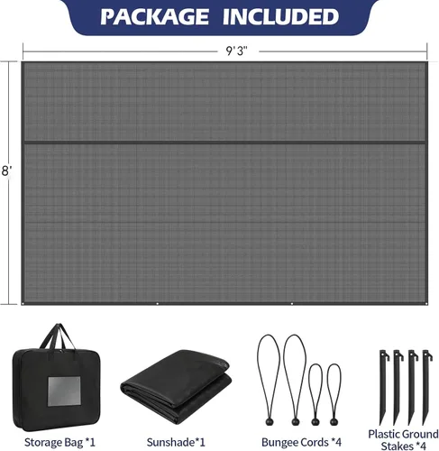 Miniatura 8 de NAIMORUI Pantalla para toldo de autocaravana con cremallera, pantalla frontal de toldo de autocaravana de 8' x 9'3", malla negra, bloqueador UV