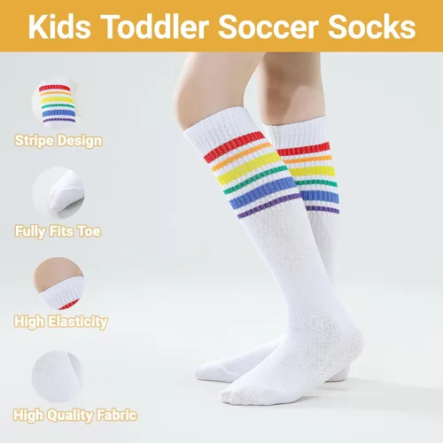 Miniatura 6 de TOCONFFON Calcetines de tubo hasta la rodilla para niños, niñas y adolescentes, calcetines deportivos de algodón para la escuela de fútbol, uniforme