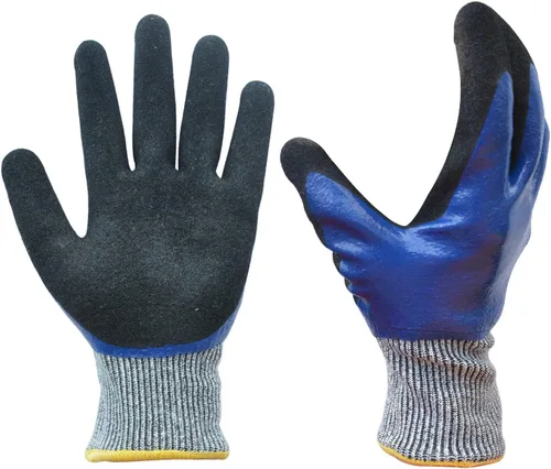 Guantes de jardinería duraderos, guantes de jardín de nitrilo resistentes, doble capa (M, 2 pares azul)