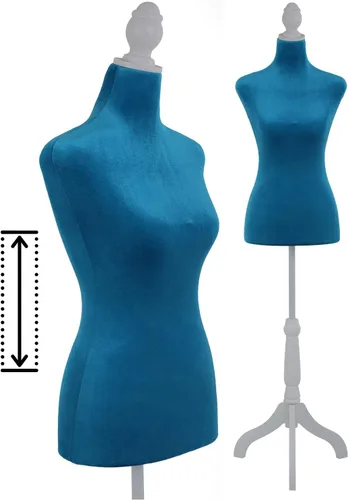 Miniatura 8 de Soporte de torso para maniquí, altura ajustable de 49.6 a 63.4 pulgadas, forma de vestido femenino para costura, pantalla portátil con base de Blanco