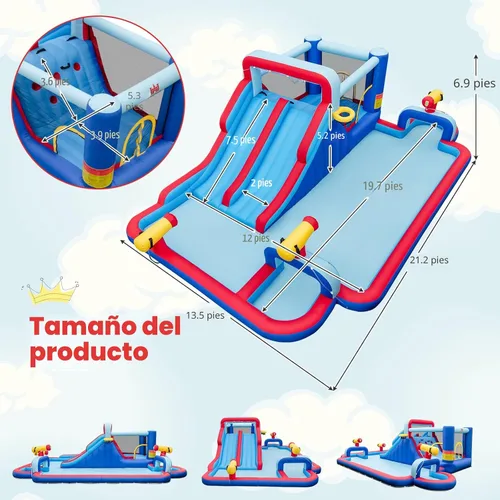 Miniatura 3 de BOUNTECH Parque inflable de tobogán acuático, castillo de salto de 21 x 13 pies con toboganes dobles para diversión de carreras, piscina grande