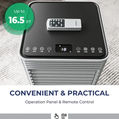 Miniatura 4 de COSTWAY Aire acondicionado portátil, refrigeración de CA de 10000 BTU para espacios de habitación de hasta 350 pies cuadrados, con control remoto