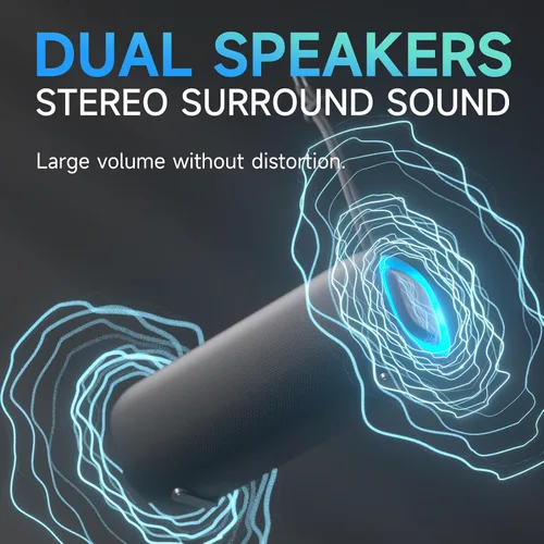 Miniatura 3 de Altavoz Bluetooth portátil, altavoz Bluetooth inalámbrico con sonido estéreo claro y fuerte, altavoces impermeables IPX5 con luces RGB, BT5.3, largo