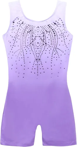 Arshiner Leotardos de gimnasia para niñas con pantalones cortos de color degradado brillante diamante ciclista para niños