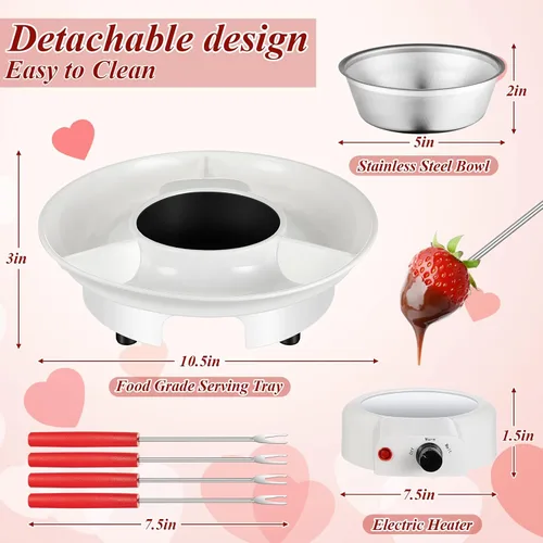 Miniatura 2 de Juego de ollas de fondue eléctricas Lallisa, kit de fondue de chocolate, máquina de fondue eléctrica, bandejas desmontables para servir con 4 Blanco