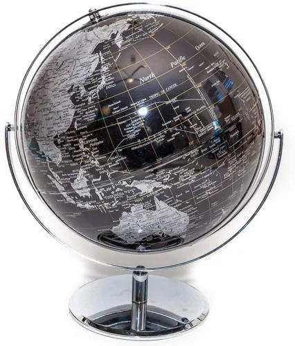 Miniatura 4 de Globo del mundo negro y plateado de 5 pulgadas
