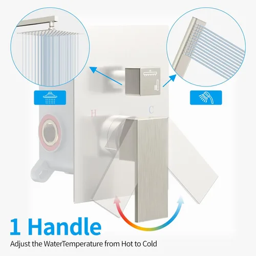 Miniatura 3 de EMBATHER Sistema de Ducha Juego de Grifería de Ducha de 12 pulgadas para Baño, Mezclador de Lluvia de Lujo, Juego Combinado de Cabezal de Ducha