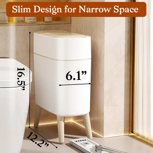 Miniatura 3 de LALASTAR Basurero de baño pequeño automático, sin contacto, con tapa, sensor de movimiento para dormitorio, cocina, oficina, 2.5 galones
