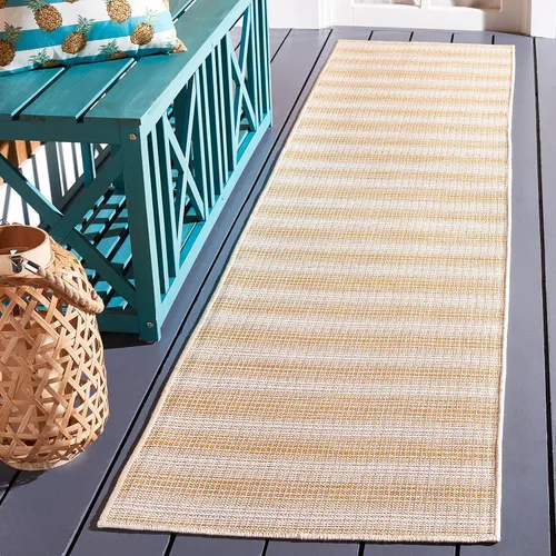 Miniatura 44 de SAFAVIEH Hampton Collection - Alfombra lavable para exteriores de 2 x 9 pies, color marfil y gris, no desprende pelusa y fácil de limpiar, ideal