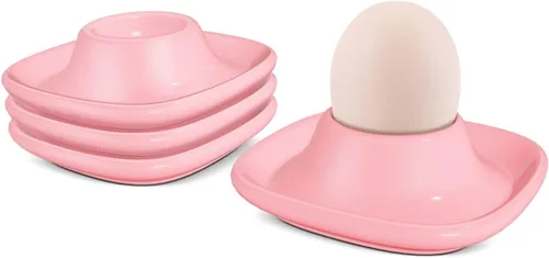 Miniatura 19 de Flexzion Taza de cerámica para huevos – 6 piezas de soporte duro para huevos duros y soporte para huevos hervidos suaves, taza de huevo blanco