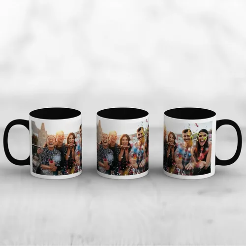 Miniatura 2 de Taza de café con foto personalizada, 11 onzas, color negro, con imagen envolvente, texto, taza de cerámica personalizada con imagen, taza