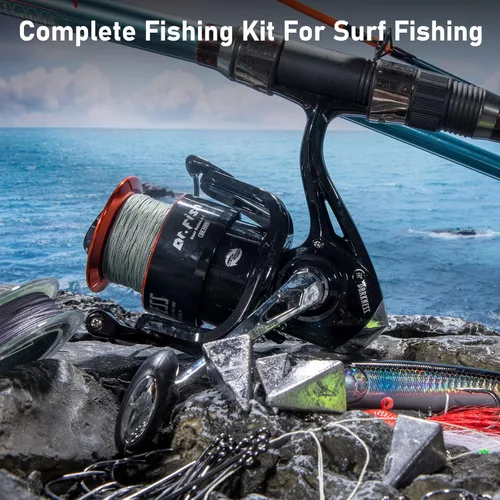 Miniatura 7 de Dr.Fish Combo de Caña de Pescar y Carrete para Surf, Combo de Pesca de Agua Salada, Caña de Surf de 12 pies 8000/9000 Carrete Giratorio 9+1 BB, Kit