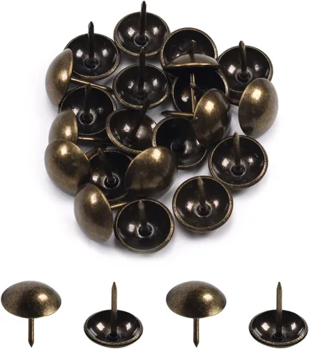 Miniatura 27 de MroMax 120 tachuelas de clavos para tapicería de 0.47 pulgadas de diámetro, hierro de estilo vintage, de metal, redondos, de 0.67 pulgadas de altura