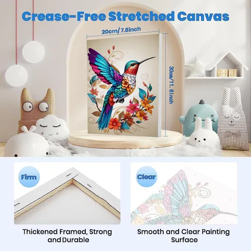 Miniatura 3 de Kit de Pintura por Números para Adultos - Pack de 2 Kits de Pintura por Números de Colibrí - Pintura Fácil en Acrílico por Números con Marco - Artes