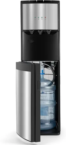 Dispensador de agua de 5 galones, enfriador de agua fría y caliente con carga inferior, 3 ajustes de temperatura, indicador de botella vacía con