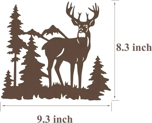 Miniatura 7 de Waiu Decoración de pared de metal, ciervo, oso y alce en el bosque de pinos, juego de 3 9.3 pulgadas, decoración rústica concisa para colgar