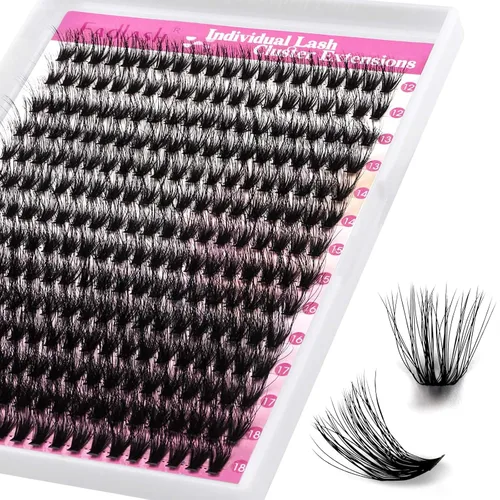 Miniatura 51 de Racimos de pestañas 10-16mm 144 piezas Bandeja mixta Pestañas individuales Rizo D Pestañas individuales en racimo Extensiones de pestañas