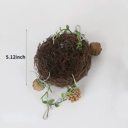 Miniatura 2 de Nido de ratán natural pequeño, mediano y grande, columpio para pájaros para loro, cacatúa, conure, cacatúa, guacamayo amazónico, agapornis gris